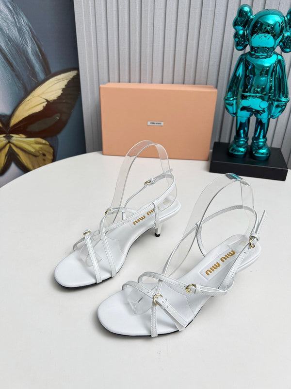 Miu 26s Sandals 5.5cm White Patent Leather 680449