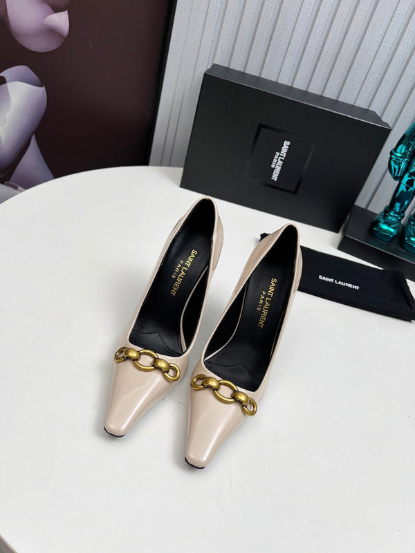 YSL Hermione Pump 11cm Beige Patent Leather 680400