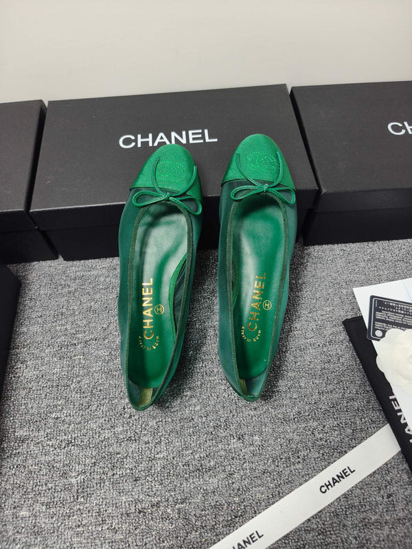CC 26s Ballet Flat Green Mesh Fabric Sheepskin 681980