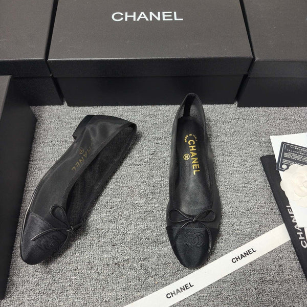 CC 26s Ballet Flat Black Mesh Fabric Sheepskin 681982