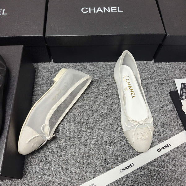 CC 26s Ballet Flat White Mesh Fabric Sheepskin 681983