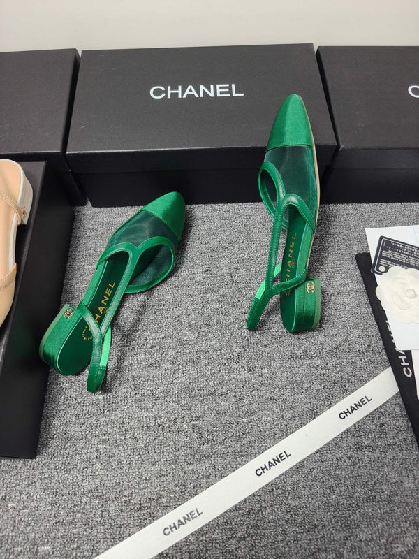 CC 26s Slingback 20 Green Mesh Fabric Sheepskin 681999