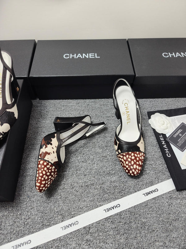 CC SS 2026 Slingbacks 9.5cm White Brown Black Calfskin Lambskin