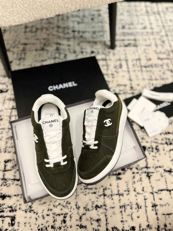 cc sneaker khaki velvet dark green suede