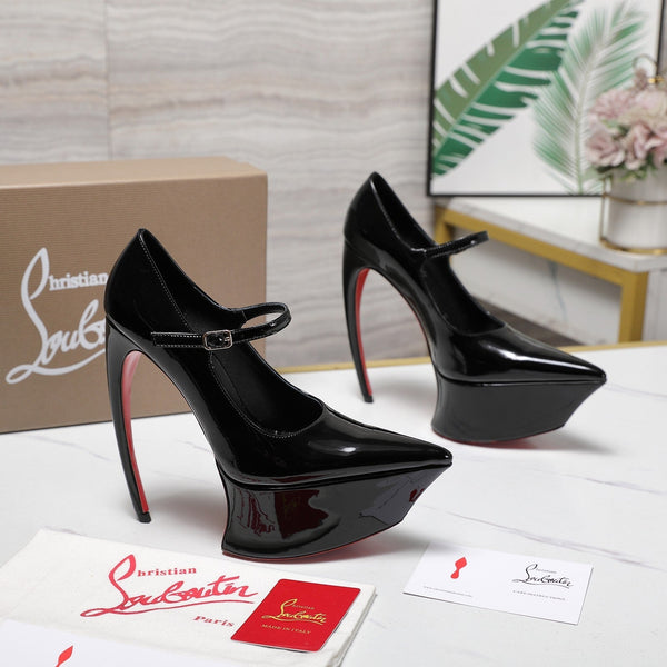 CL Matières Fécales Platform Pumps 15cm Black Patent Leather 637886