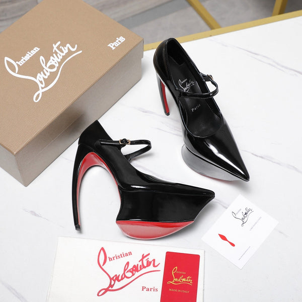 CL Matières Fécales Platform Pumps 15cm Black Patent Leather 637886