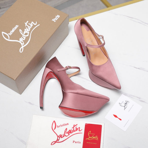 CL Matières Fécales Platform Pumps 15cm Pink Satin 637889