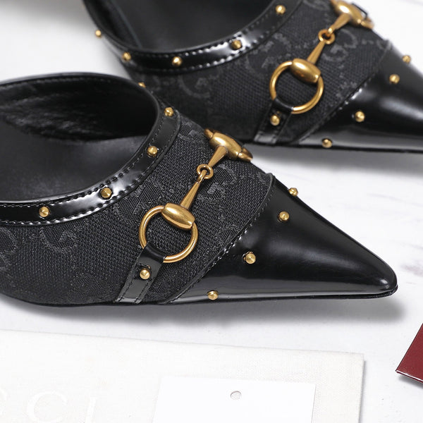 GG 26s Savoy Pumps Black Lambskin Canvas 961241