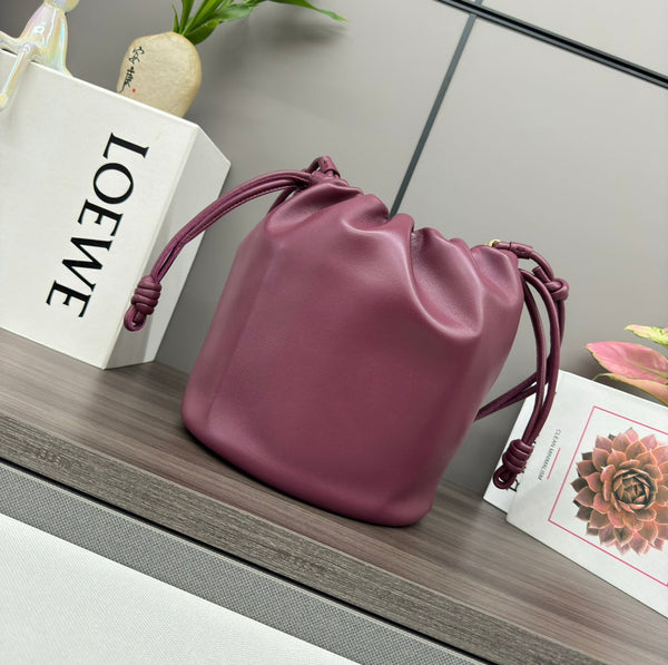 Loewe Flamenco Purse Bucket 32 Burgundy Lambskin Ghw