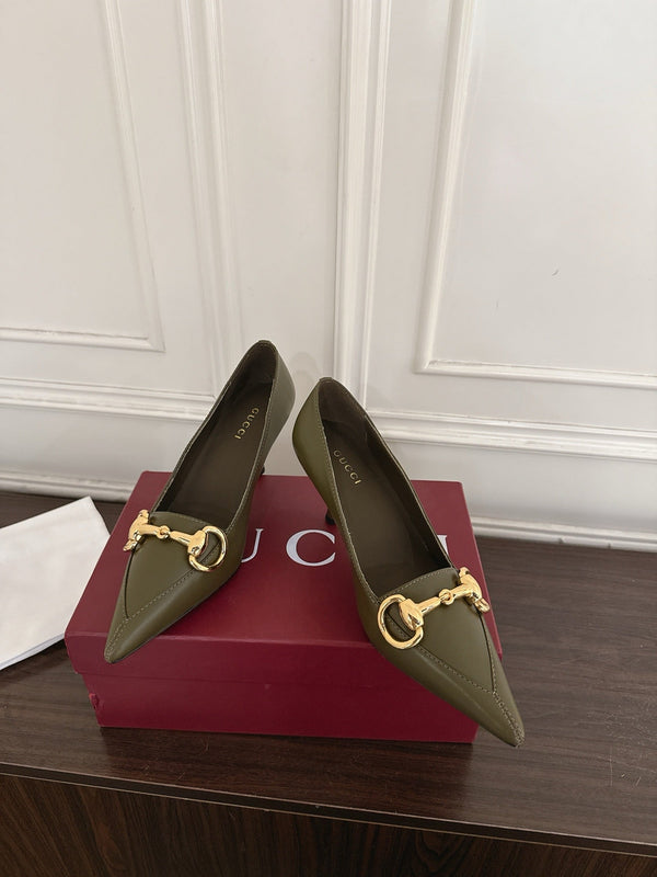 GG Boulevard Pumps 7.5cm Olive Leather 888850