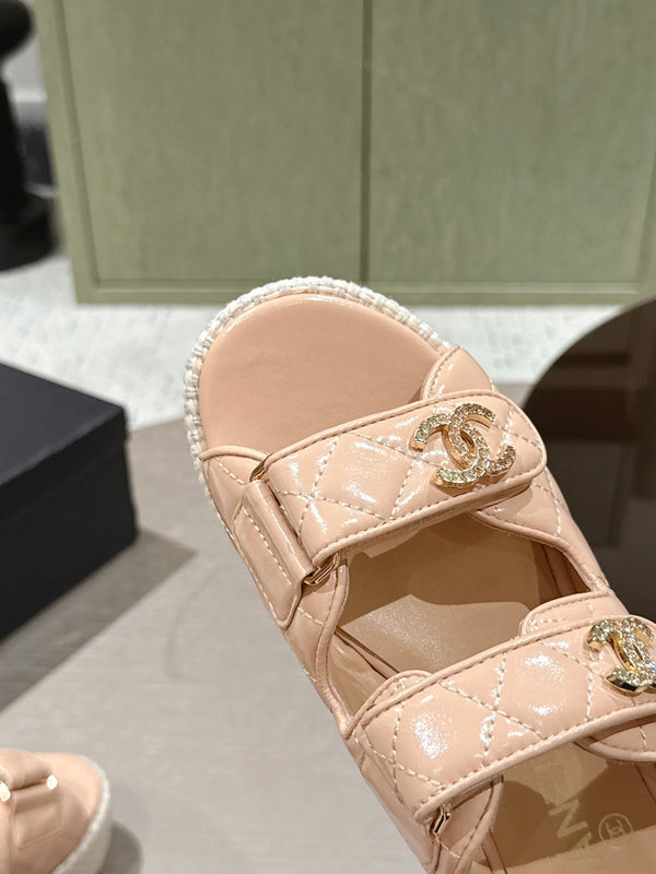 CC 26s Dad Platform Sandal Mule Beige Sheepskin 762875