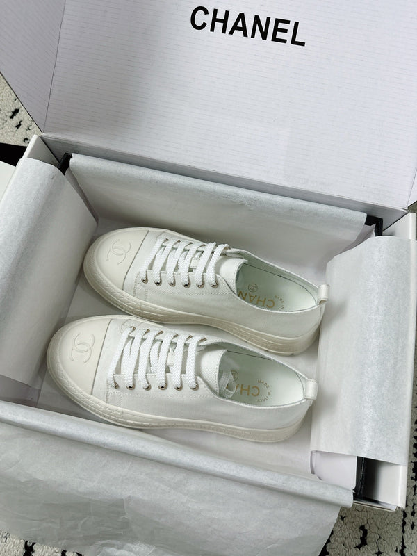 CC Platform Sneakers White Rubber Cotton 696672