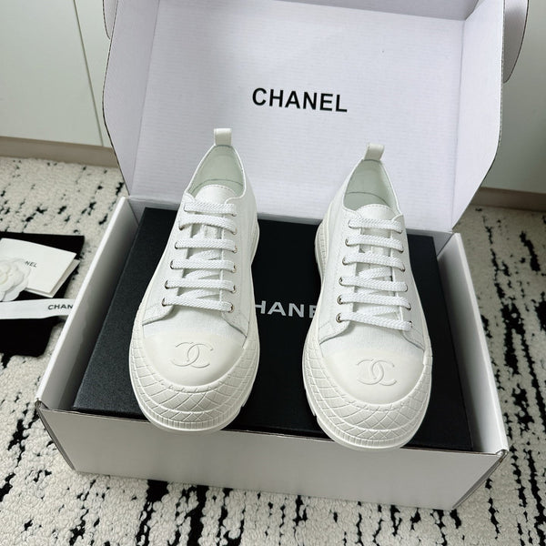 CC Platform Sneakers White Rubber Cotton 696672