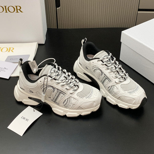 CD Chrono Sneaker White Black Mesh Calfskin 905015