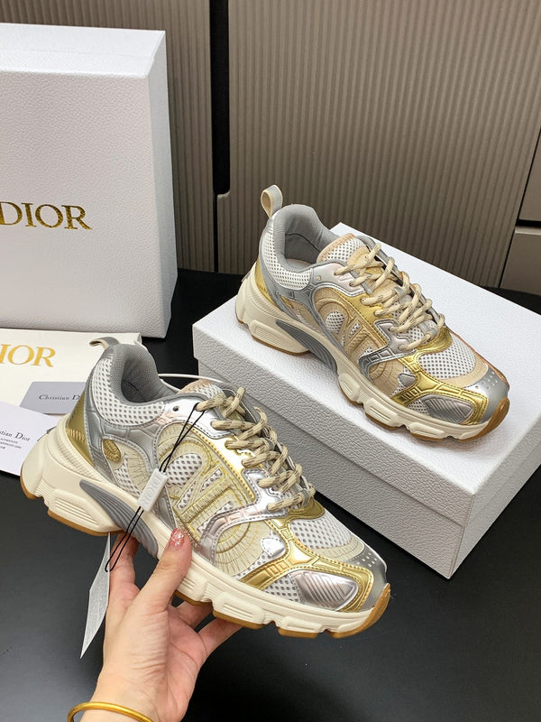 CD Chrono Sneaker Gold Sliver Mesh Calfskin 905021