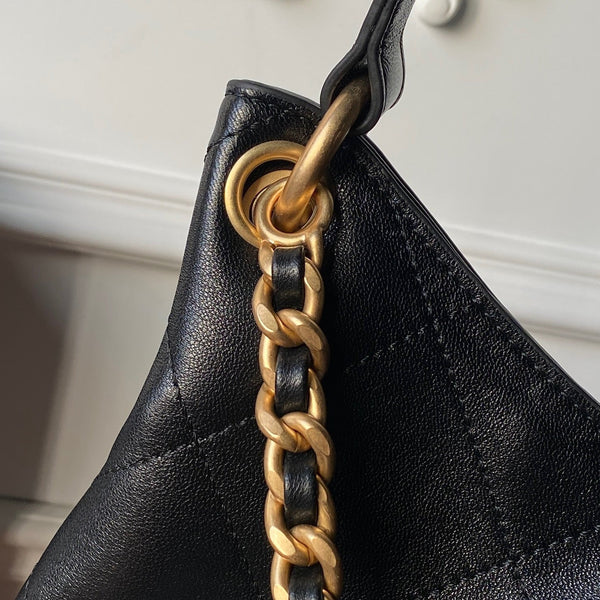 Chanel 2025 Hobo Bag 35cm Black Calfskin 318242