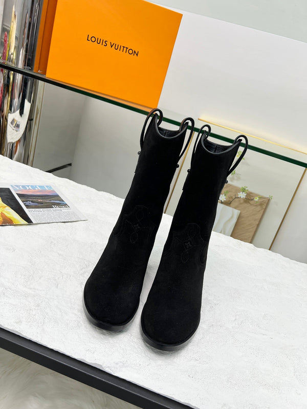 LV Rider Boot Black Suede