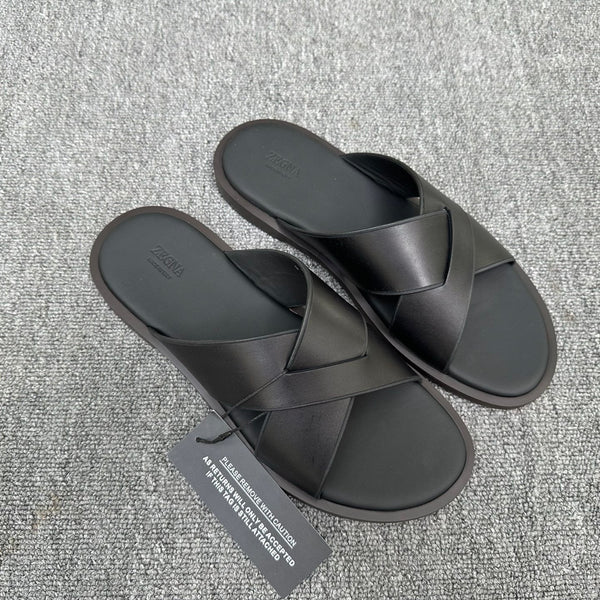 Zegna Men's Sandal Full Black Leather 144950