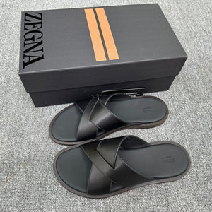 Zegna Men's Sandal Full Black Leather 144950