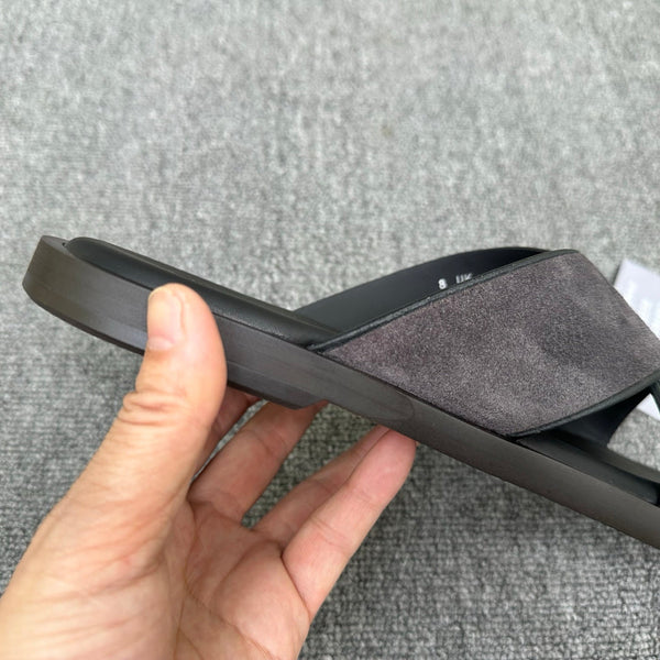 Zegna Men's Sandal Dark Grey Suede Leather 144953