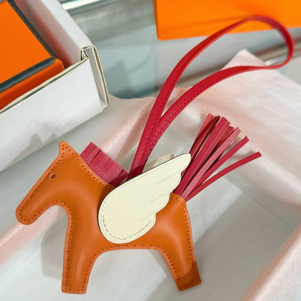 HM Rodeo Pegase PM Charm Red Orange Cream Lambskin