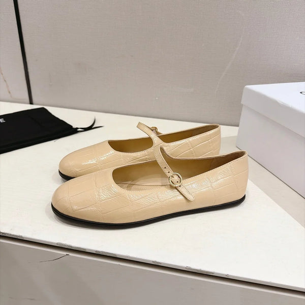CE Mary Jane Flats Croc Embossed Leather 168205