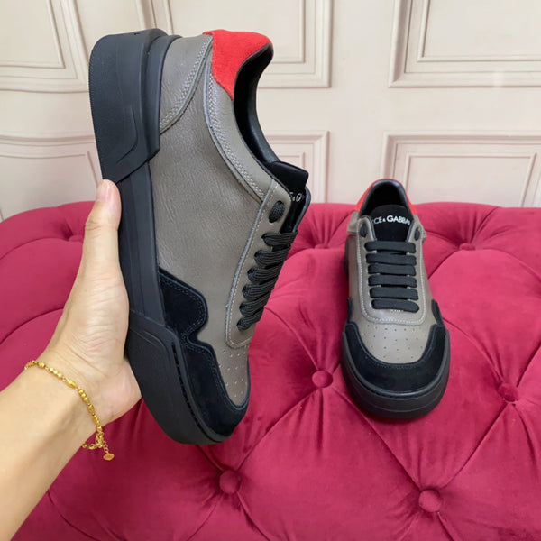 DC 24 New Roma Sneakers Grey Black Red Cowhide & Sheepskin 100861