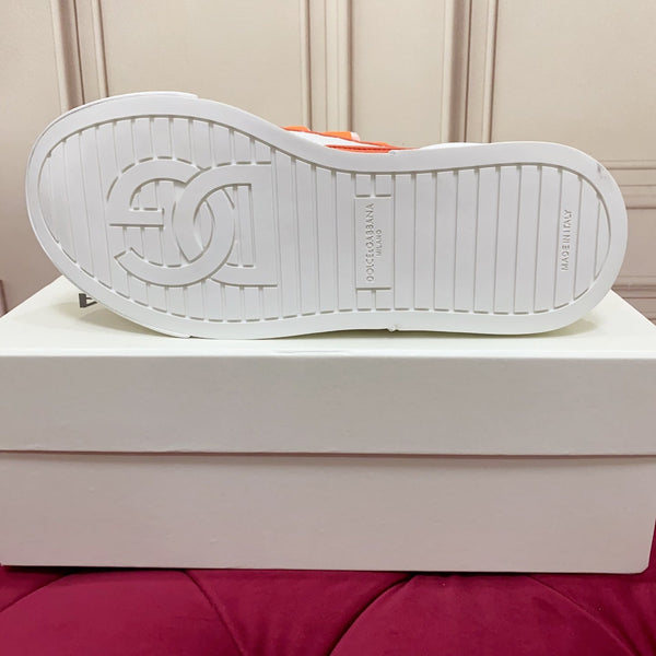 DC 25 Casual Sports Shoes White Orange Cowhide & Mesh 232261