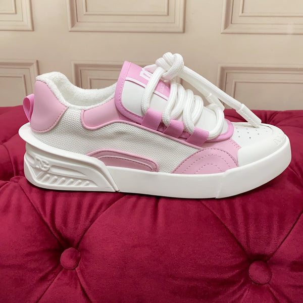 DC 25 Casual Sports Shoes White Pink Cowhide & Mesh 232259