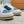 LV TRAINERS IN WHITE CALFSKIN AND BLUE DENIM JACQUARD