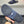 HM Oran H Black Gold Buckle Slippers in Blue Cowhide 735243