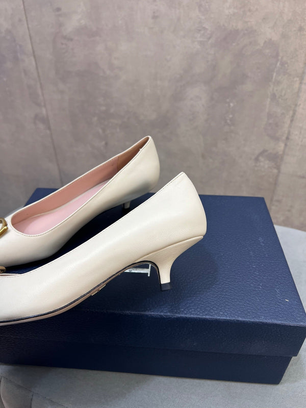 CD 26 High-Heeled 40 Pumps White Cowhide 594575