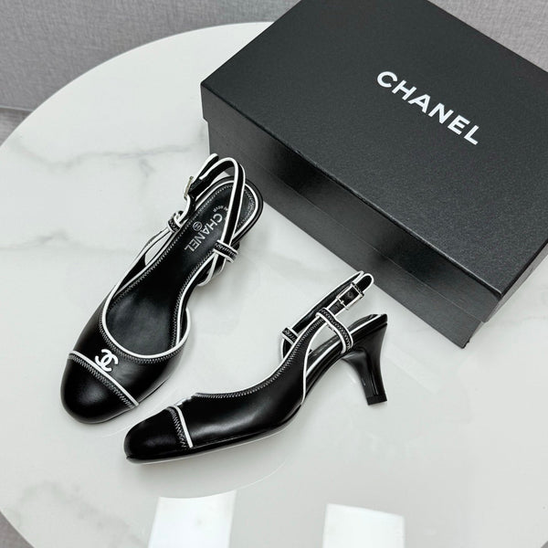 CC 25 Slingback 50mm Black White Sheepskin 368797