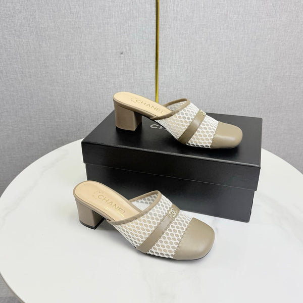 CC 26s Sandal 4.5cm Beige Mesh Sheepskin 639825