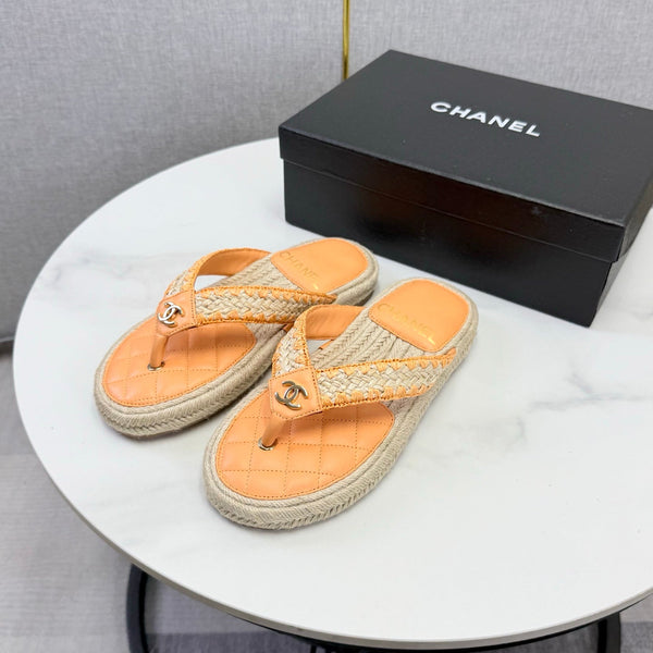 CC 26s Flip Flops Quilted Espadrille Orange Leather 972713