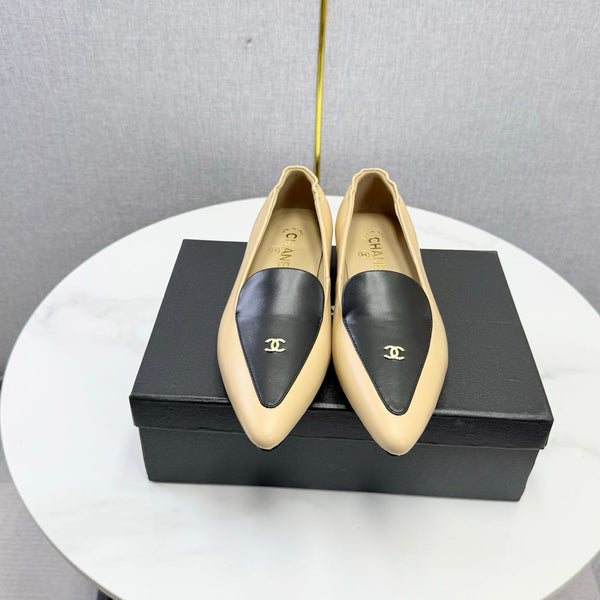 CC 26s Pointed Loafers Black Beige Sheepskin 972786