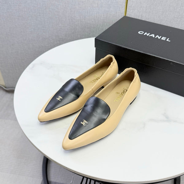 CC 26s Pointed Loafers Black Beige Sheepskin 972786