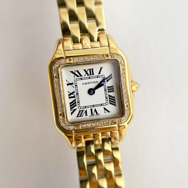 Panthere 22mm Gold Diamond Bezel Double Chain 44cm