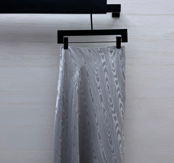 CD 26s Draped Top Gray Moiré-Effect Silk Jacquard 397990