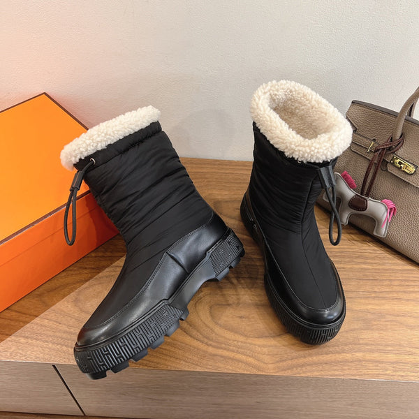 HM 26S Journey Botines 4cm Black Nylon Shearling 110578