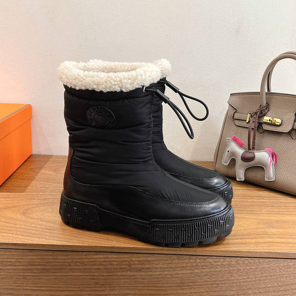 HM 26S Journey Botines 4cm Black Nylon Shearling 110578