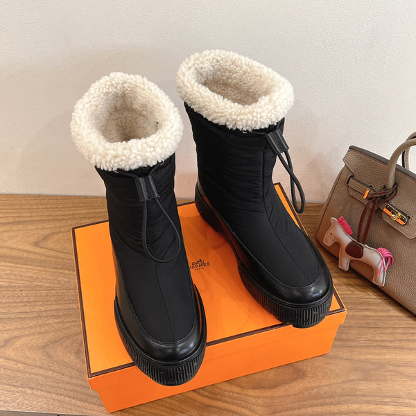 HM 26S Journey Botines 4cm Black Nylon Shearling 110578