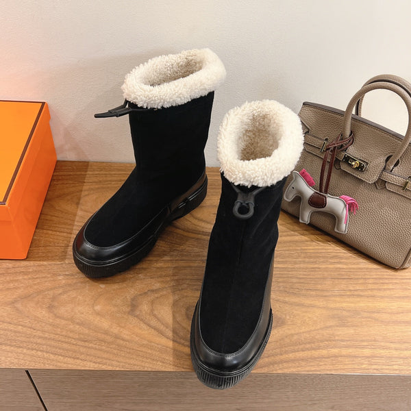 HM 26S Journey Botines 4cm Black Suede Shearling 110579