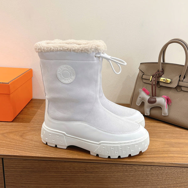 HM 26S Journey Botines 4cm White Suede Shearling 110580