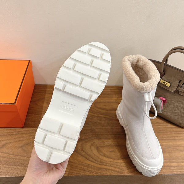 HM 26S Journey Botines 4cm White Suede Shearling 110580