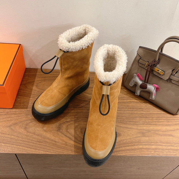 HM 26S Journey Botines 4cm Khaki Suede Shearling 110581