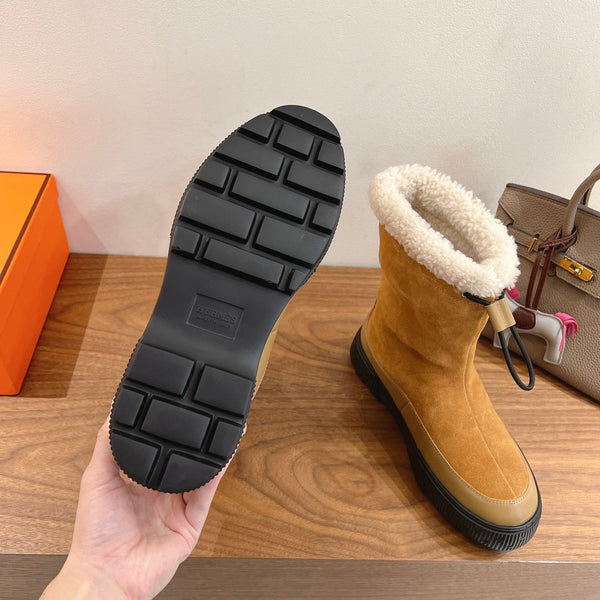 HM 26S Journey Botines 4cm Khaki Suede Shearling 110581