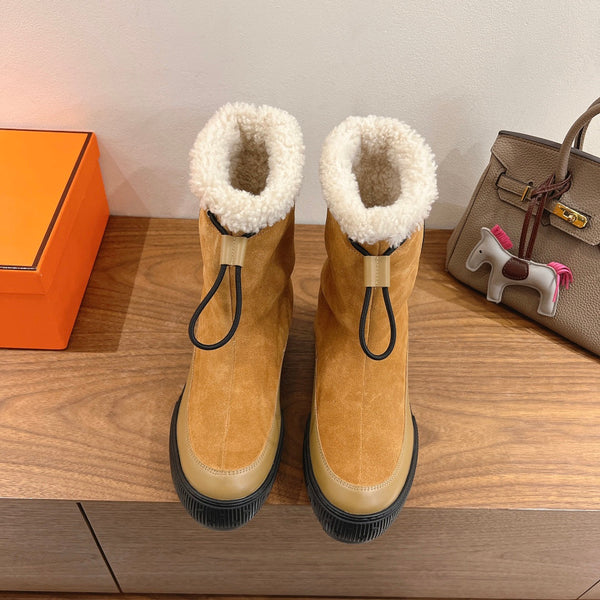 HM 26S Journey Botines 4cm Khaki Suede Shearling 110581