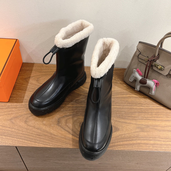 HM 26S Journey Botines 4cm Black Leather Shearling 110582