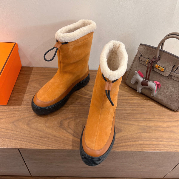 HM 26S Journey Botines 4cm Tan Suede Shearling 110583